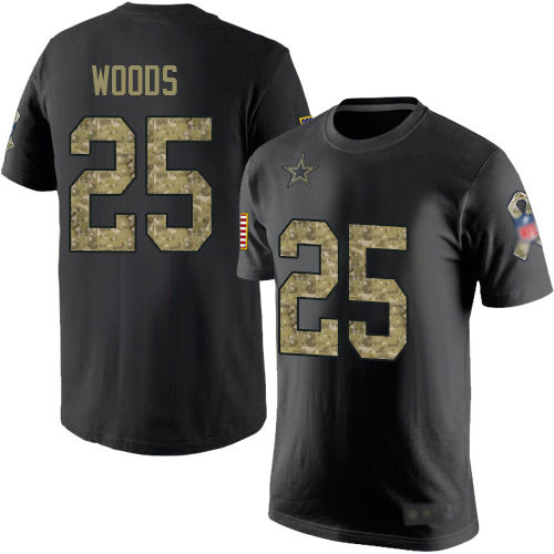 Men Dallas Cowboys Black Camo Xavier Woods Salute to Service #25 Nike NFL T Shirt->nfl t-shirts->Sports Accessory